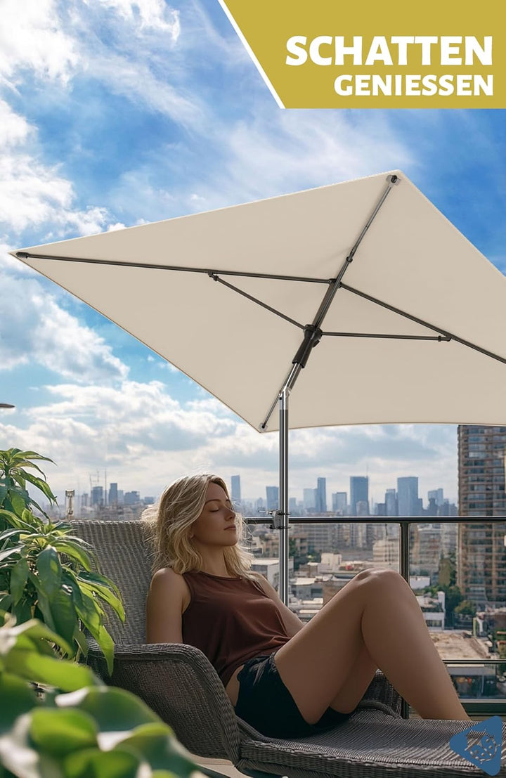4smile Sonnenschirm Balkon SunnyShade, Sonnnenschutz Balkon SET 3-in-1, Anthrazit - UV50+ SunnyGuy S