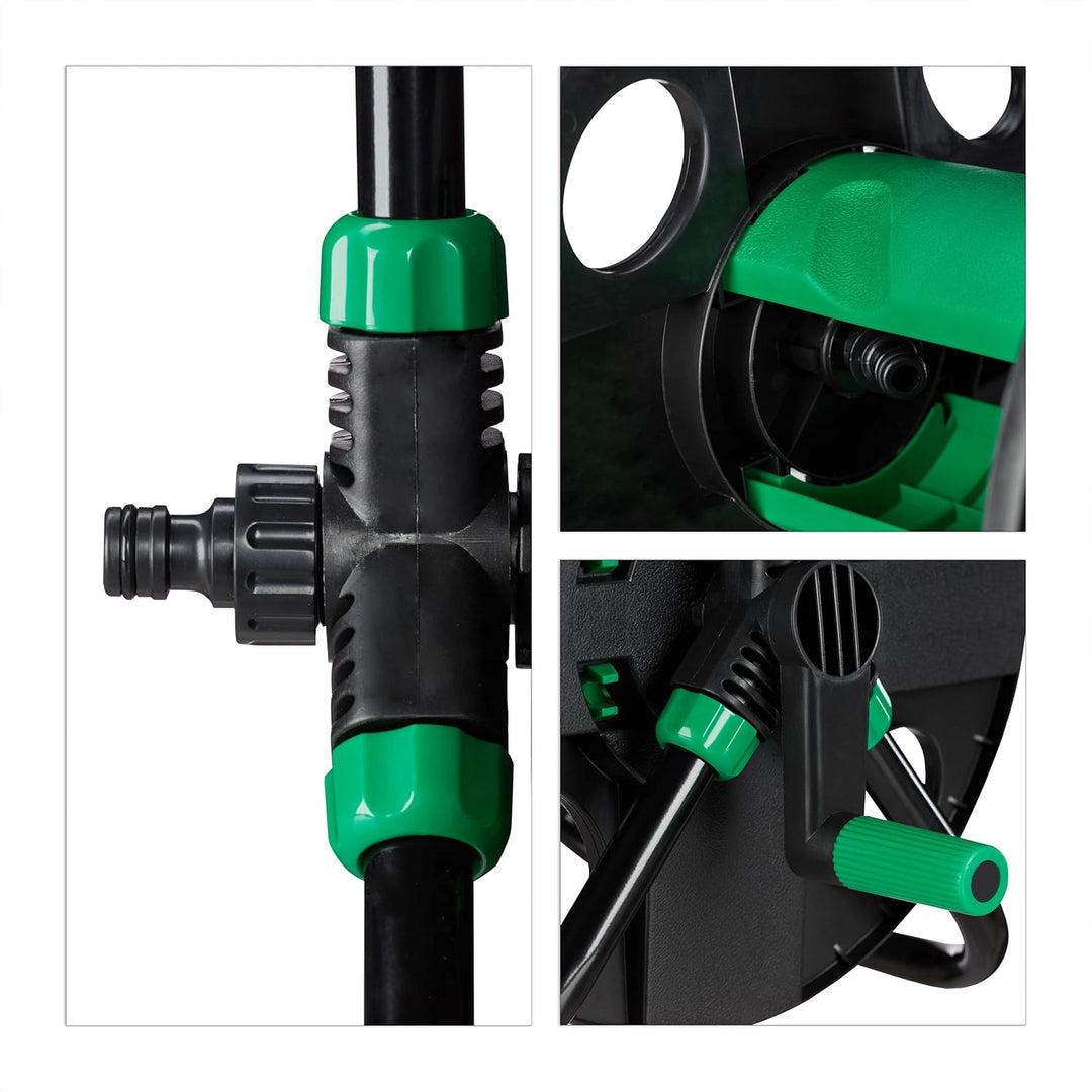 Relaxdays Schlauchtrommel, Wasserschlauchaufroller leer, für 30 m 1/2" Gartenschlauch, HBT 39 x 43 x