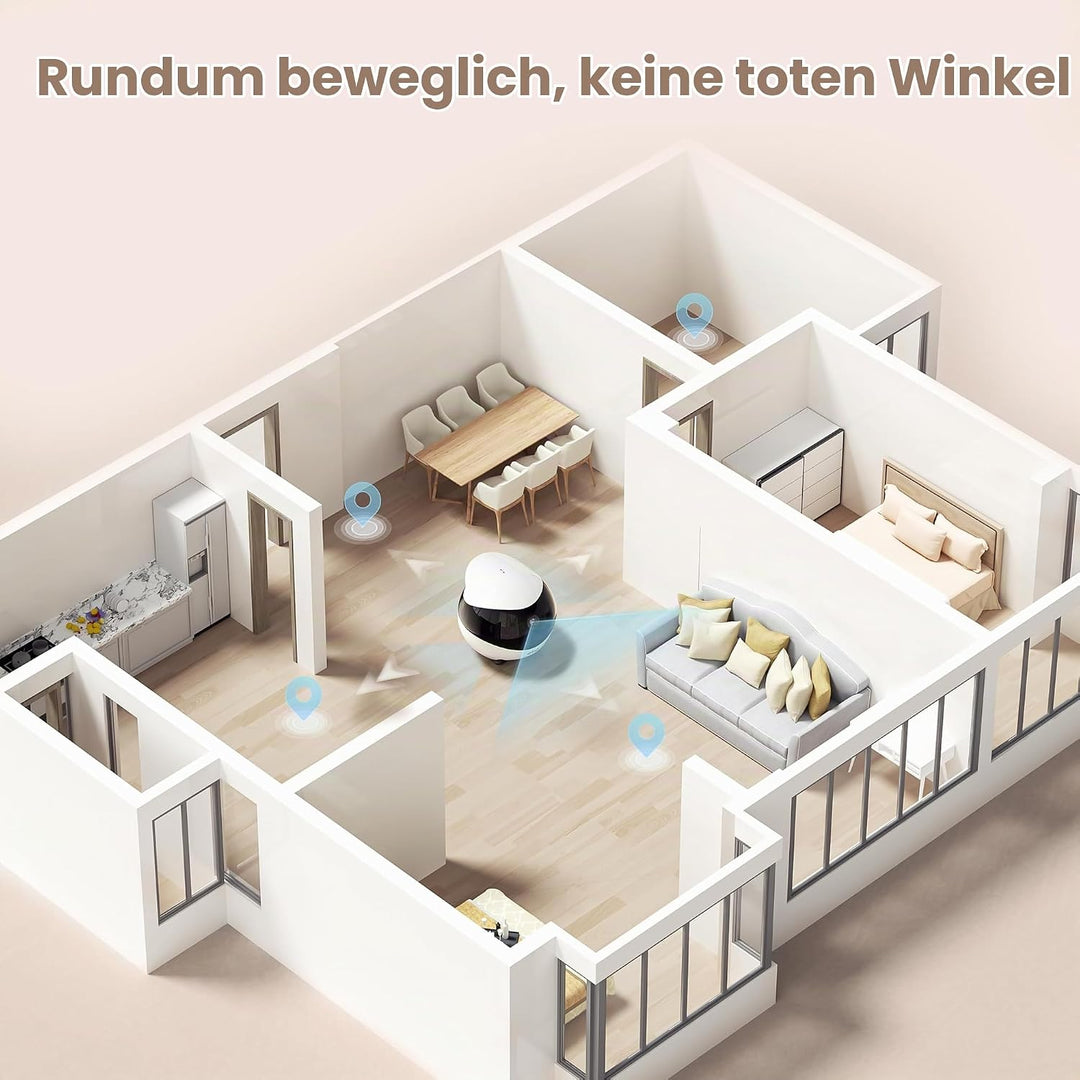 Enabot EBO Air 2 FamilyBot,Haustierkamera mit App,2K Mobiler Heimtierkameras mit Anpassbare Gesichts