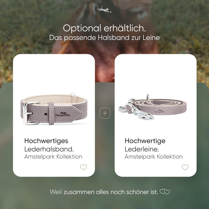FREUDENTIER® Hundeleine aus zertifiziertem Leder 2m, 3-Fach verstellbare Führleine, liebevoll in Hol