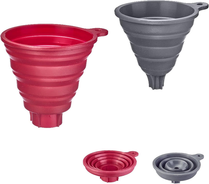 Westmark Trichter-Set, 2tlg., Ø 10 und 11 cm, Faltbar, Silikon, Grau/Rot, 21212270 Grau/Rot, Faltbar