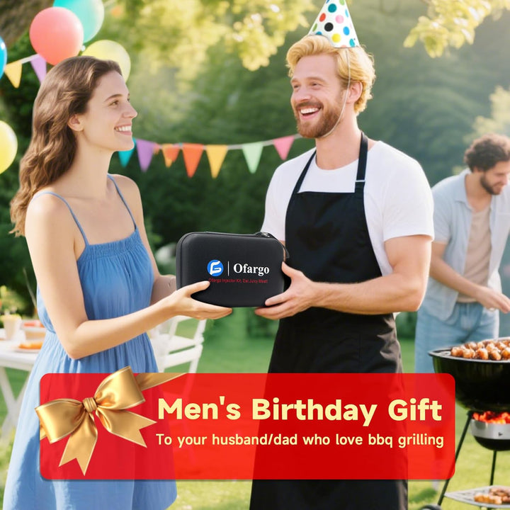 Ofargo Fleischspritze aus 304-Edelstahl, mit 4 Marinadennadeln und Reiseetui für Grill, Räuchern, 57