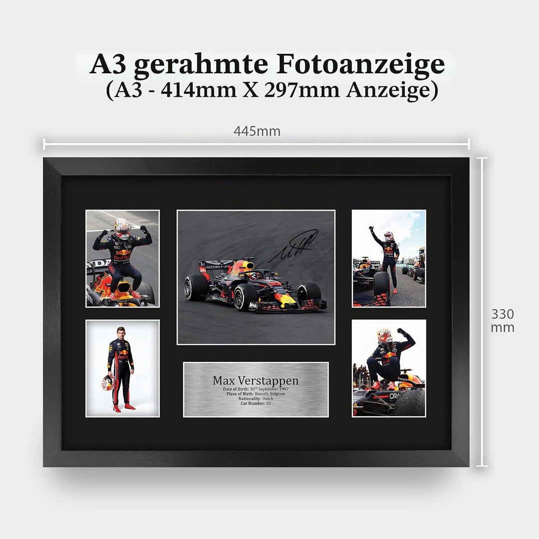 HWC Trading FR A3 Max Verstappen Gifts gedrucktes Autogramm Präsentationsdisplay für Formel-1-Renn-F