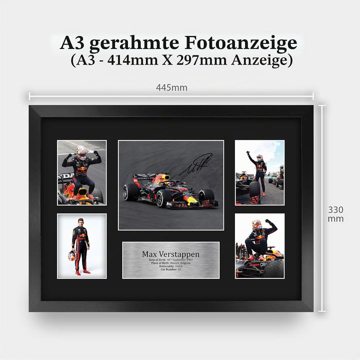 HWC Trading FR A3 Max Verstappen Gifts gedrucktes Autogramm Präsentationsdisplay für Formel-1-Renn-F