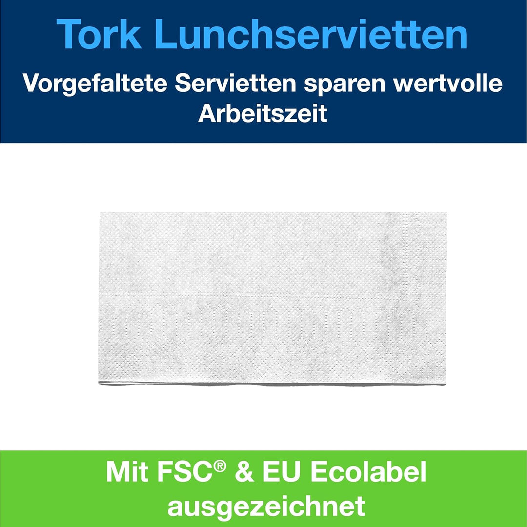 Tork 477304 Lunchservietten Text 1/8 gefaltet / 2-lagige Papierservietten für Snacks und kleine Geri
