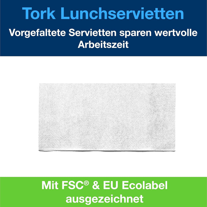 Tork 477304 Lunchservietten Text 1/8 gefaltet / 2-lagige Papierservietten für Snacks und kleine Geri