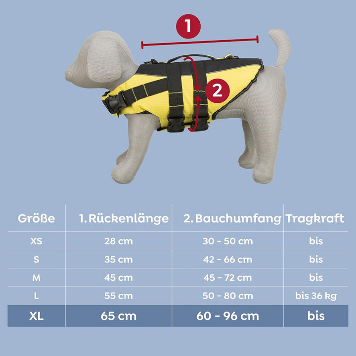 Trixie 30129 Schwimmweste für Hunde, XL, schwarz/gelb schwarz/gelb XL(1er Pack), schwarz/gelb XL(1er