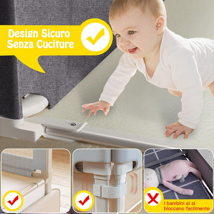 Wholede 200 cm Sicherheitsgitter für Kinder, Bettgitter für Kinder, Bettgeländer für Kinder, Fallsch