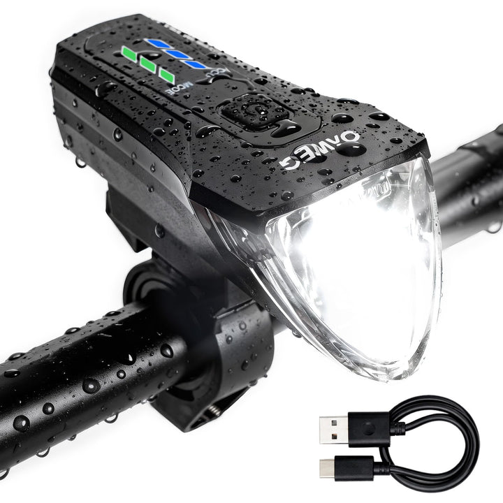Fahrradlicht Vorne StVZO, Osram LED mit Auto-Sensor 4 Leuchtmodi, IPX4 wasserdicht, USB-C wiederaufl