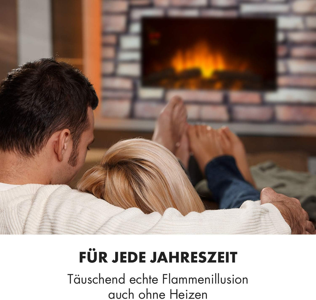 Klarstein Colmar - Elektrischer Kamin, E-Kamin, Elektrokamin, Heizlüfter, Glas, bis 2000 Watt, 7 LED