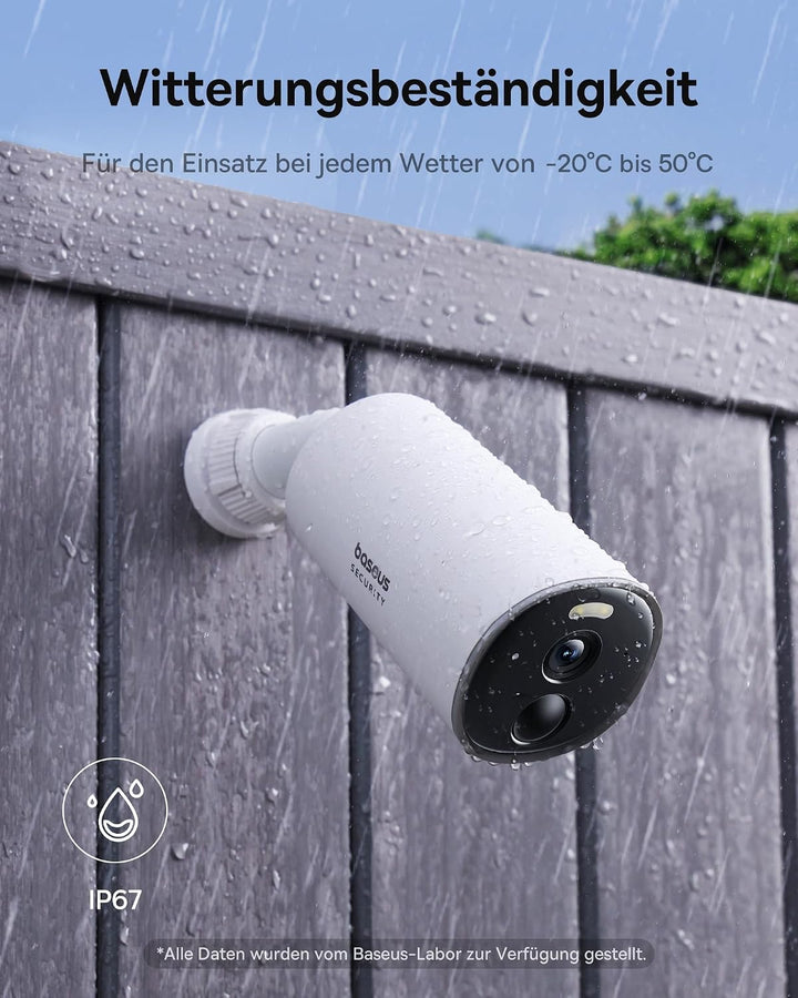 Baseus Security B1 Solocam Überwachungskamera Aussen Kabellos 210Tage, 2K HD, 145 Grad, IP67, Nachts