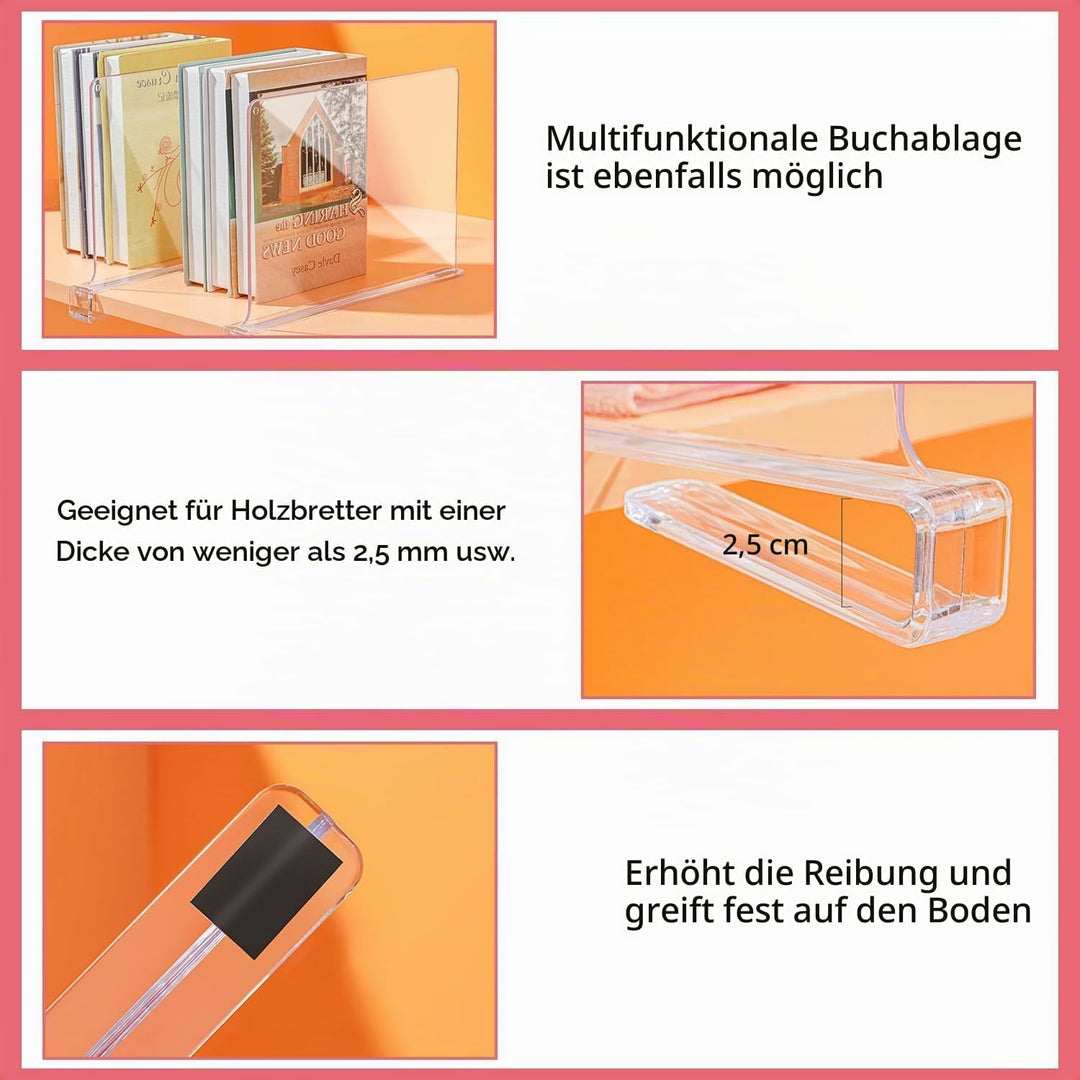 16 Stück Transparente Acryl Regal Wandregal, Multifunktionaler Regaltrenner, Verstellbarer Kleideror
