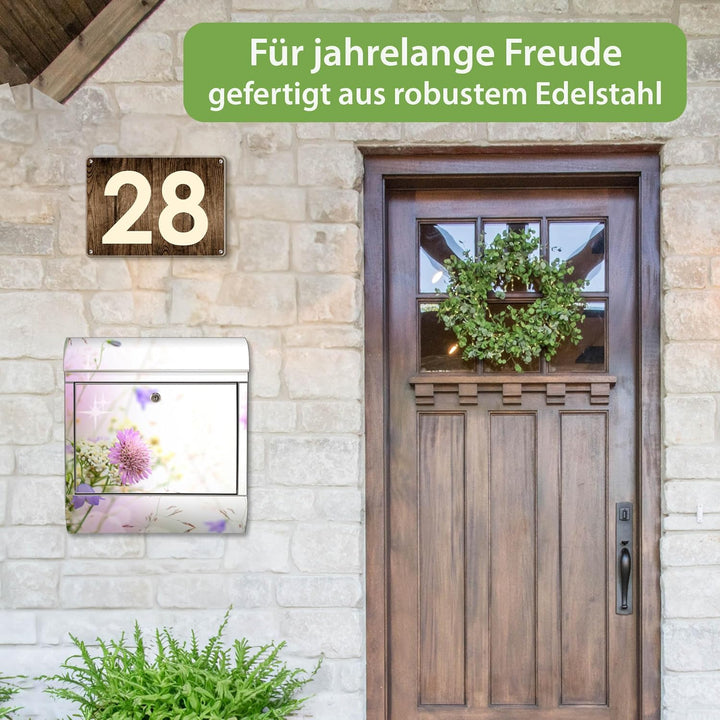 banjado Briefkasten Edelstahl 38x43x12cm & 2 Schlüssel - rostfreier Edelstahl Briefkasten mit Zeitun