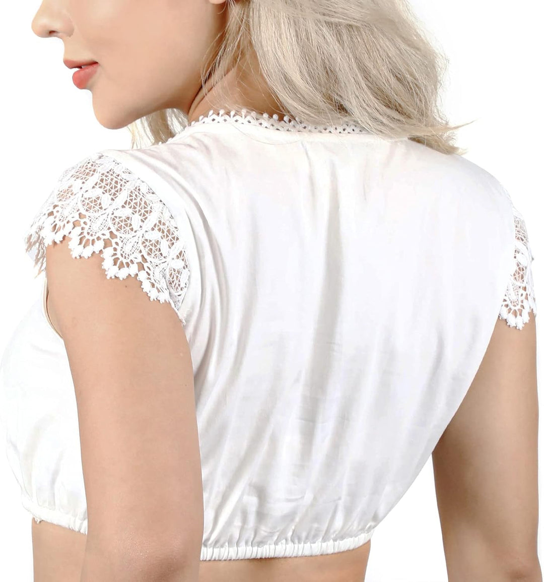 Kelliar Dirndlbluse Damen Trachtenbluse Creme Dirndl Bluse für Bavarian Oktoberfest 42 Creme-78, 42