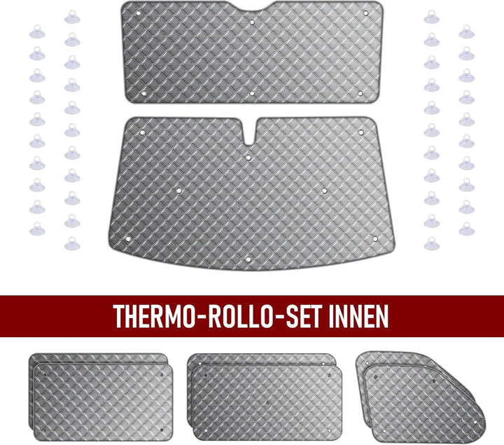 8Stk Thermomatte Fahrerhaus passend für VW T5/T6 SWB, Luxus Interne Auto Sonnenblende Frontscheibena