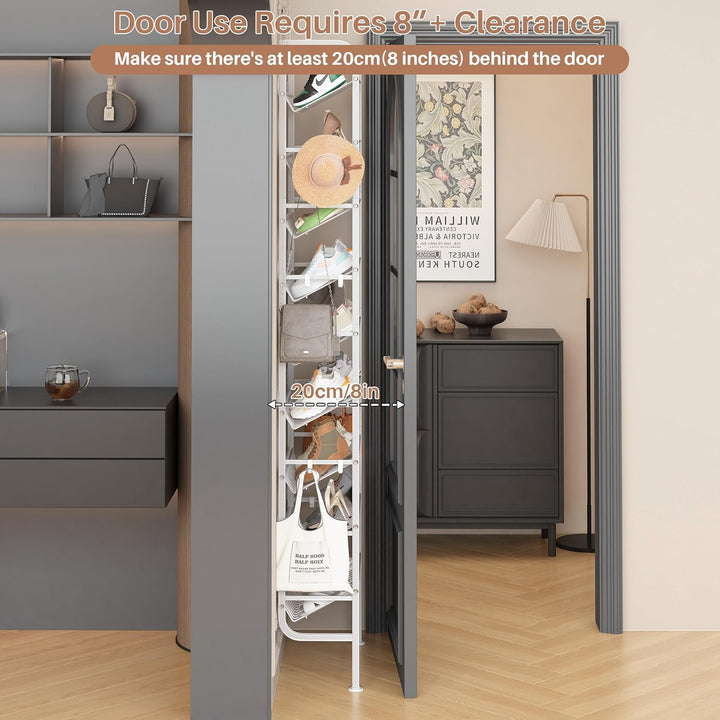 Tür Schuhregal, 9 Ebenen Metall Schuhablage Hinter der Tür, Offener Platzsparend Schuhschrank Schräg