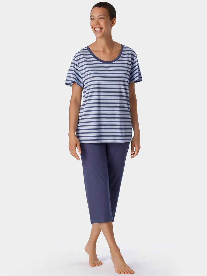 Schiesser Damen Pyjamaset 36 Blau Gestreift, 36 Blau Gestreift