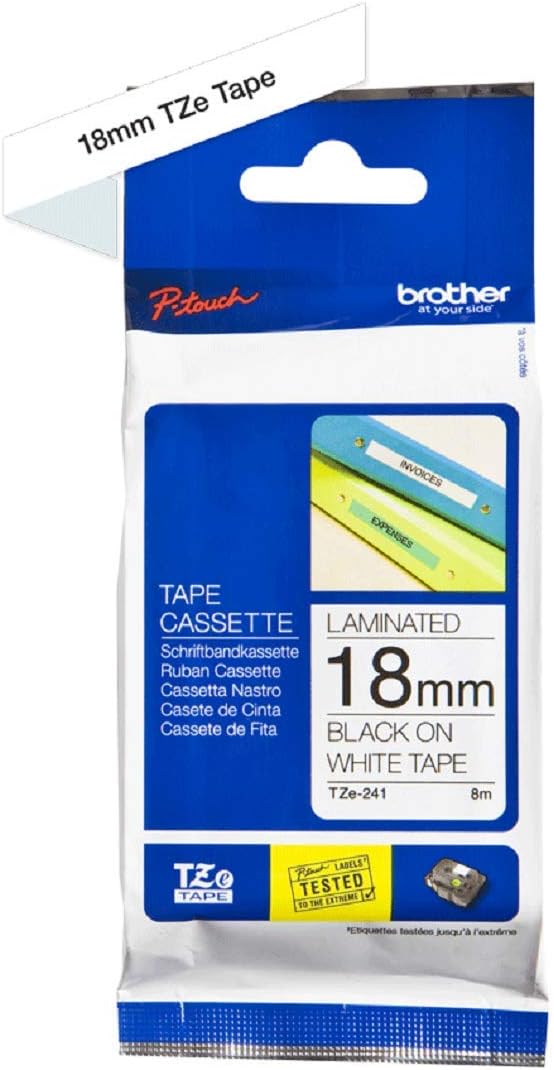 Brother Original P-touch Schriftband TZe-241 18 mm, schwarz auf weiss & TZe-231 P-touch Schriftband