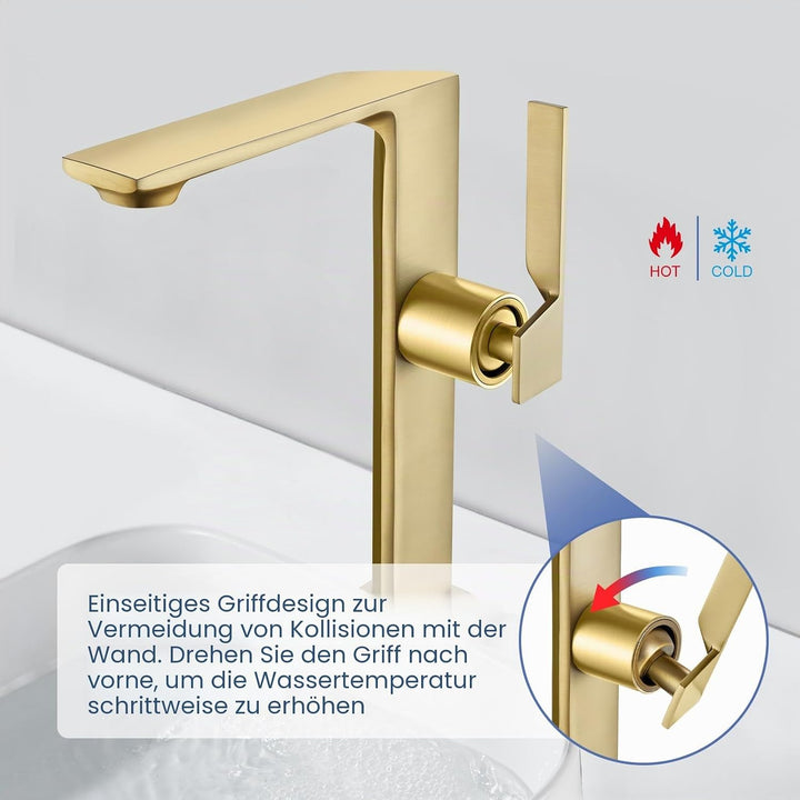 Wasserhahn Bad Hoch Gold Waschtischarmatur Armatur Badezimmer Mischbatterie Waschbecken Armaturen Ei