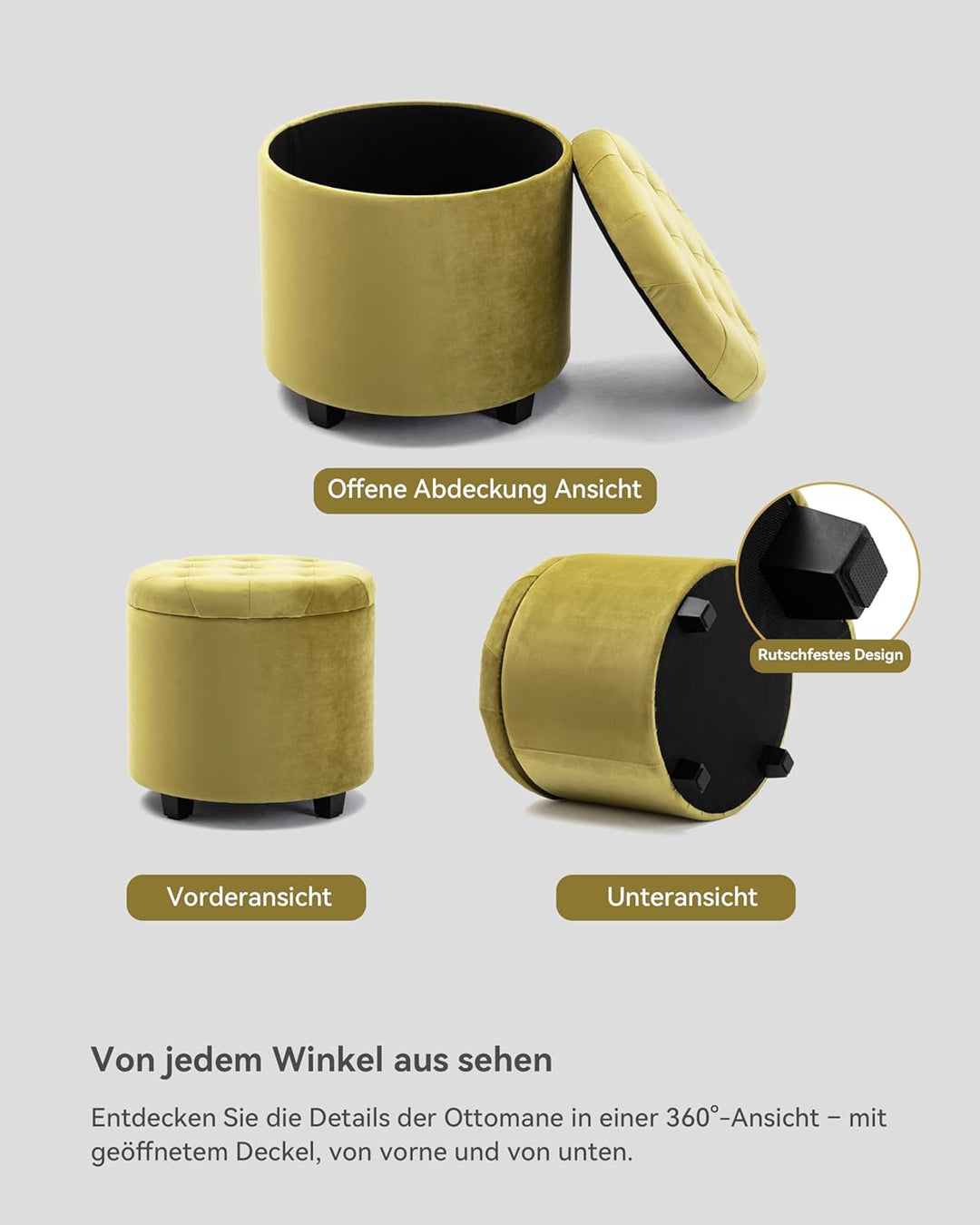 HNNHOME Sitzhocker mit Stauraum, Sitzwürfel mit Deckel, Sitztruhe, Fussbank Truhen Aufbewahrungsbox,