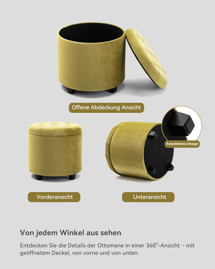 HNNHOME Sitzhocker mit Stauraum, Sitzwürfel mit Deckel, Sitztruhe, Fussbank Truhen Aufbewahrungsbox,
