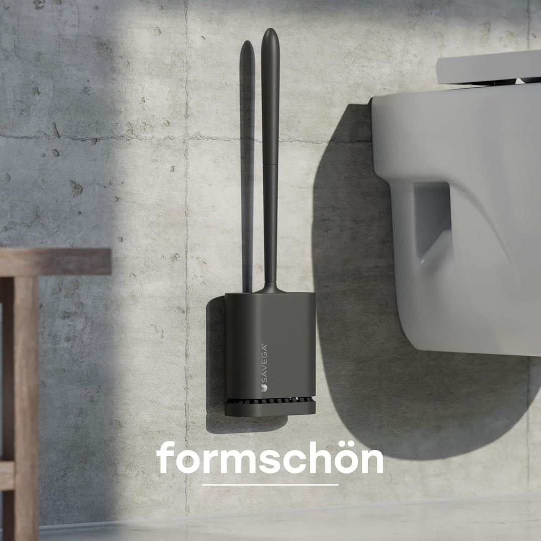 SAVEGA - Silikon Klobürste mit flachem und biegsamem Kopf - Toilettenbürste aus Silikon mit schnell