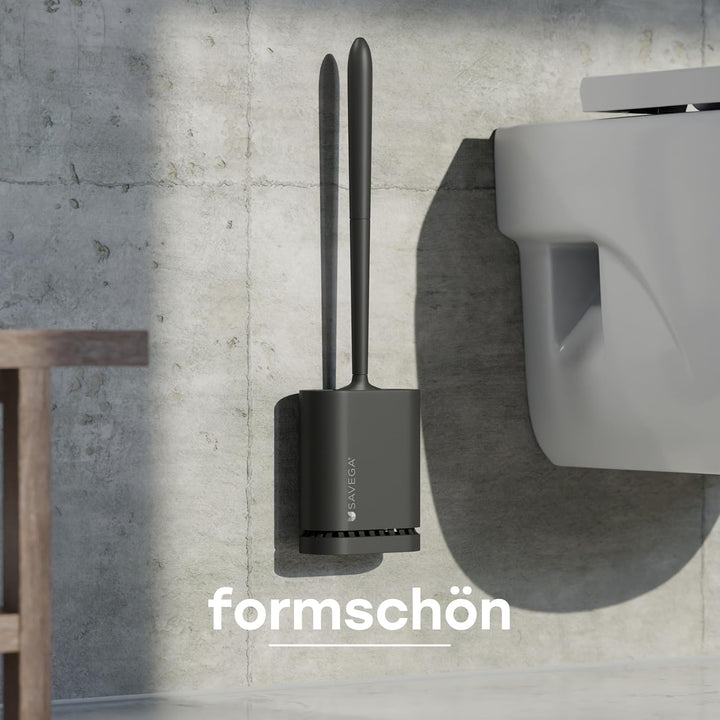 SAVEGA - Silikon Klobürste mit flachem und biegsamem Kopf - Toilettenbürste aus Silikon mit schnell