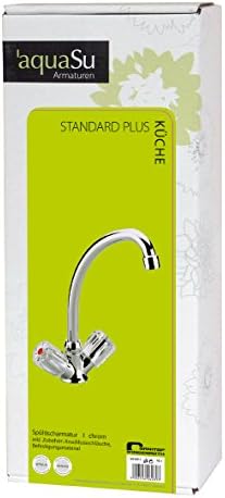 'aquaSu® Zweigriffmischer Standard Plus für Küchenspüle | Schwenkbarer HU-Auslauf | Höhe 26 cm | Aus
