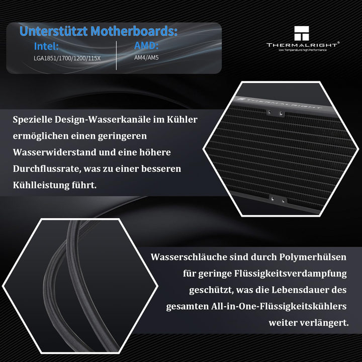 THERMALRIGHT Frozen Prism 360 Schwarz ARGB Liquid CPU Wasserkühler mit 120mm ARGB PWM Lüfter,Compute