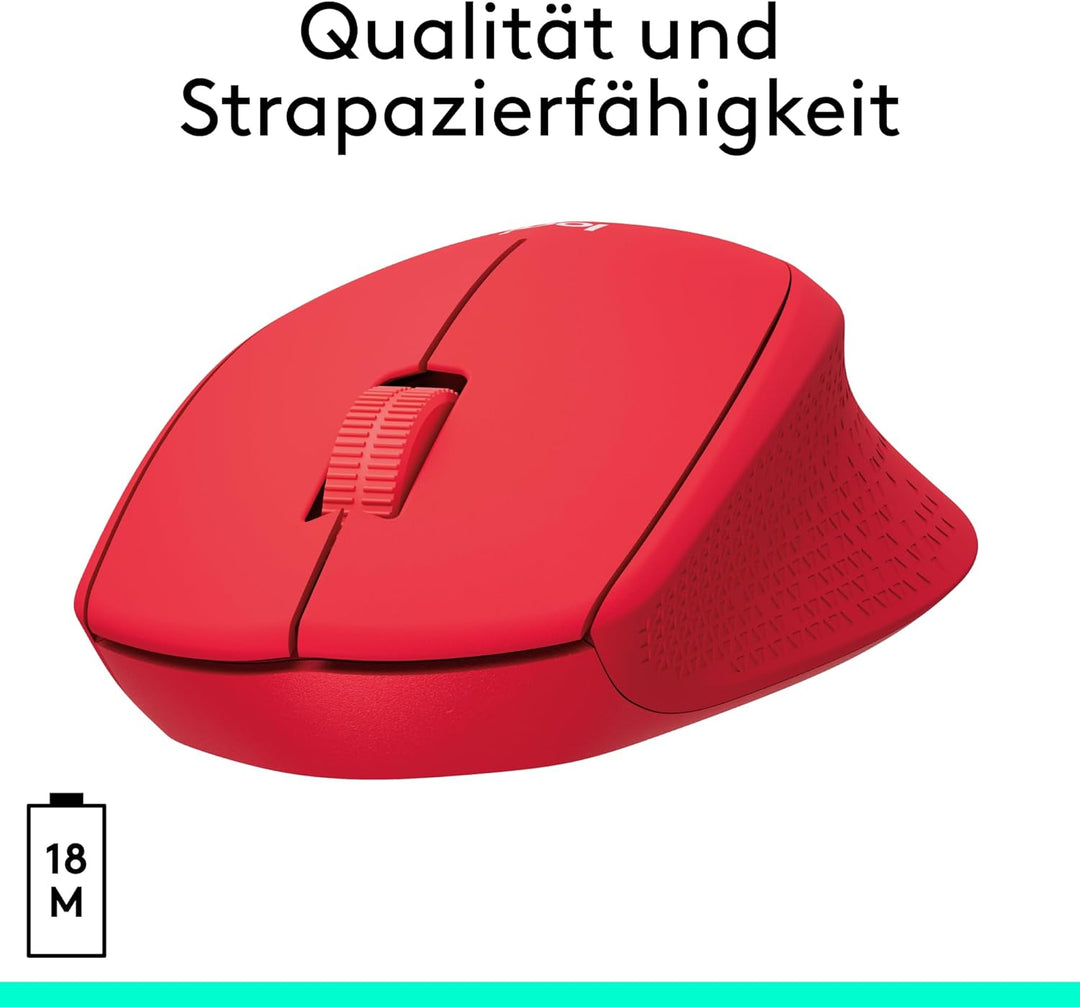 Logitech M330 SILENT PLUS Kabellose Maus, 2,4 GHz mit USB-Nano-Empfänger, 1000 DPI Optical Tracking,