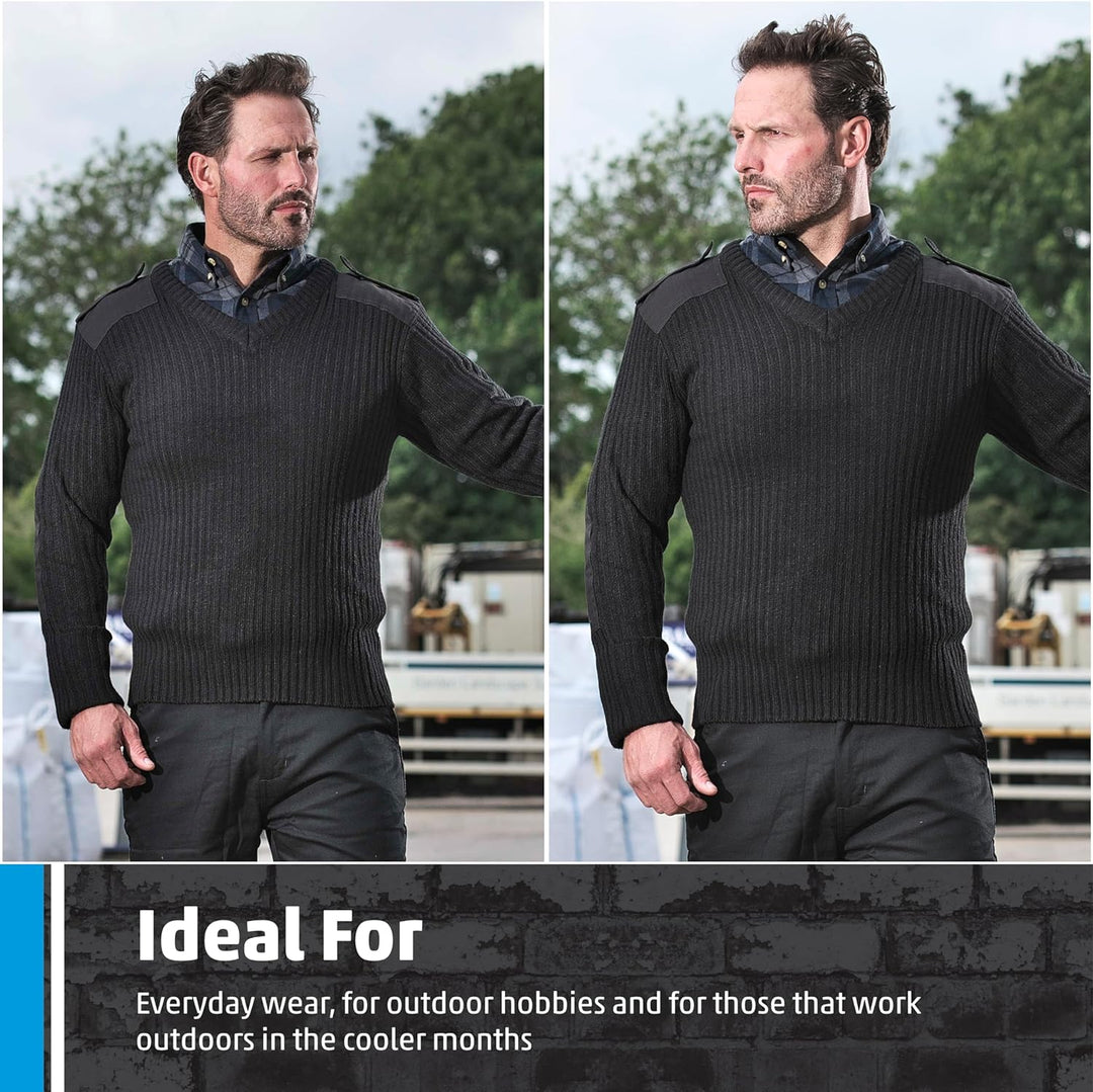 Castle Clothing 120 V V Hals Combat Jumper, schwarz, Grösse S Schwarz S, Schwarz S