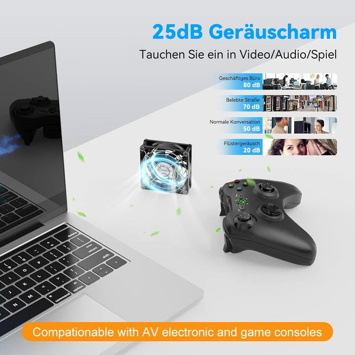 ELUTENG USB Lüfter 80mm 5V mit L/M/H 3 Einstellbare Geschwindigkeiten, Mini Ventilator USB PC Lüfter