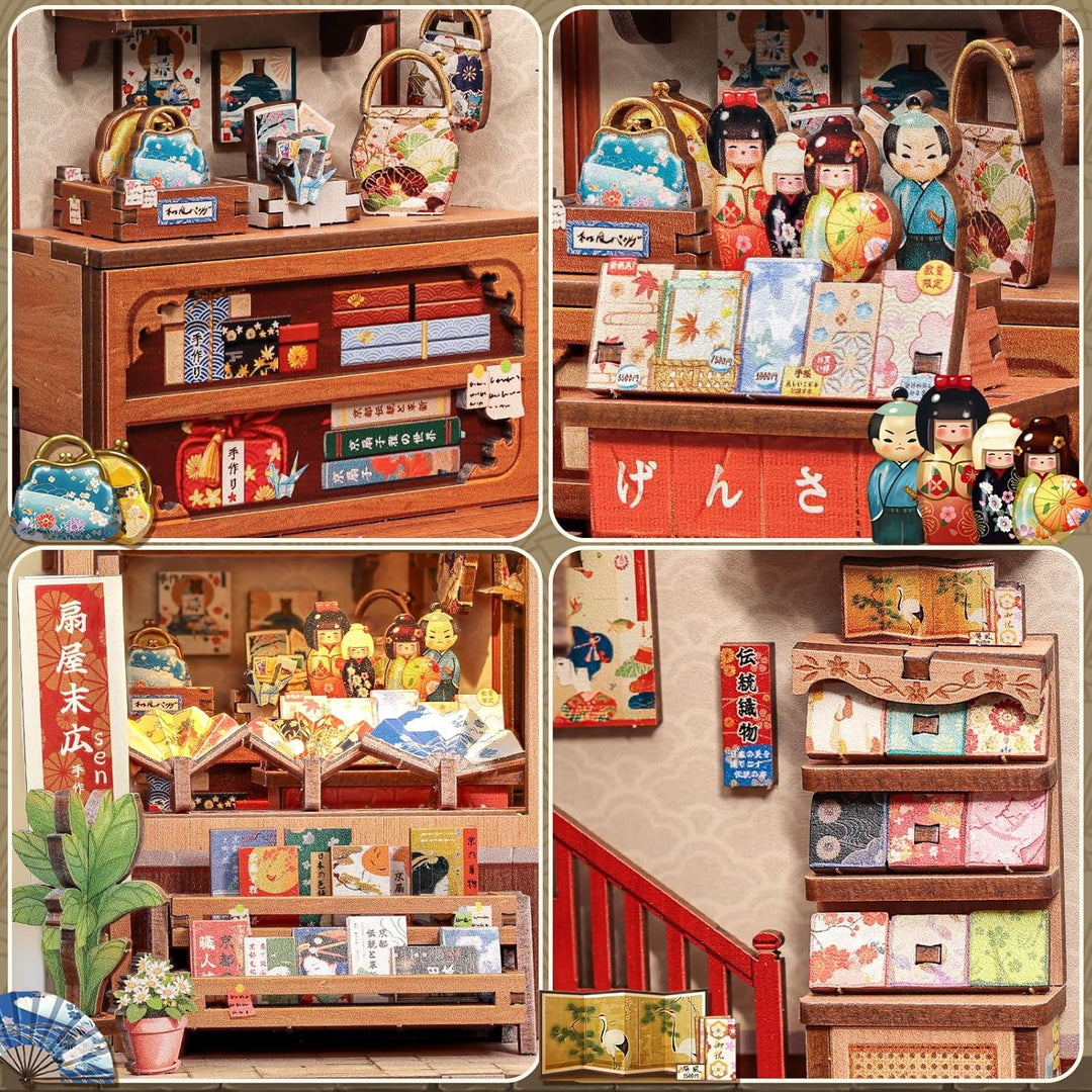 Fsolis Book Nook Japan Booknook Bausatz für Erwachsene, 3D-Holzpuzzles Buchecke, DIY-Miniaturhaus-Se