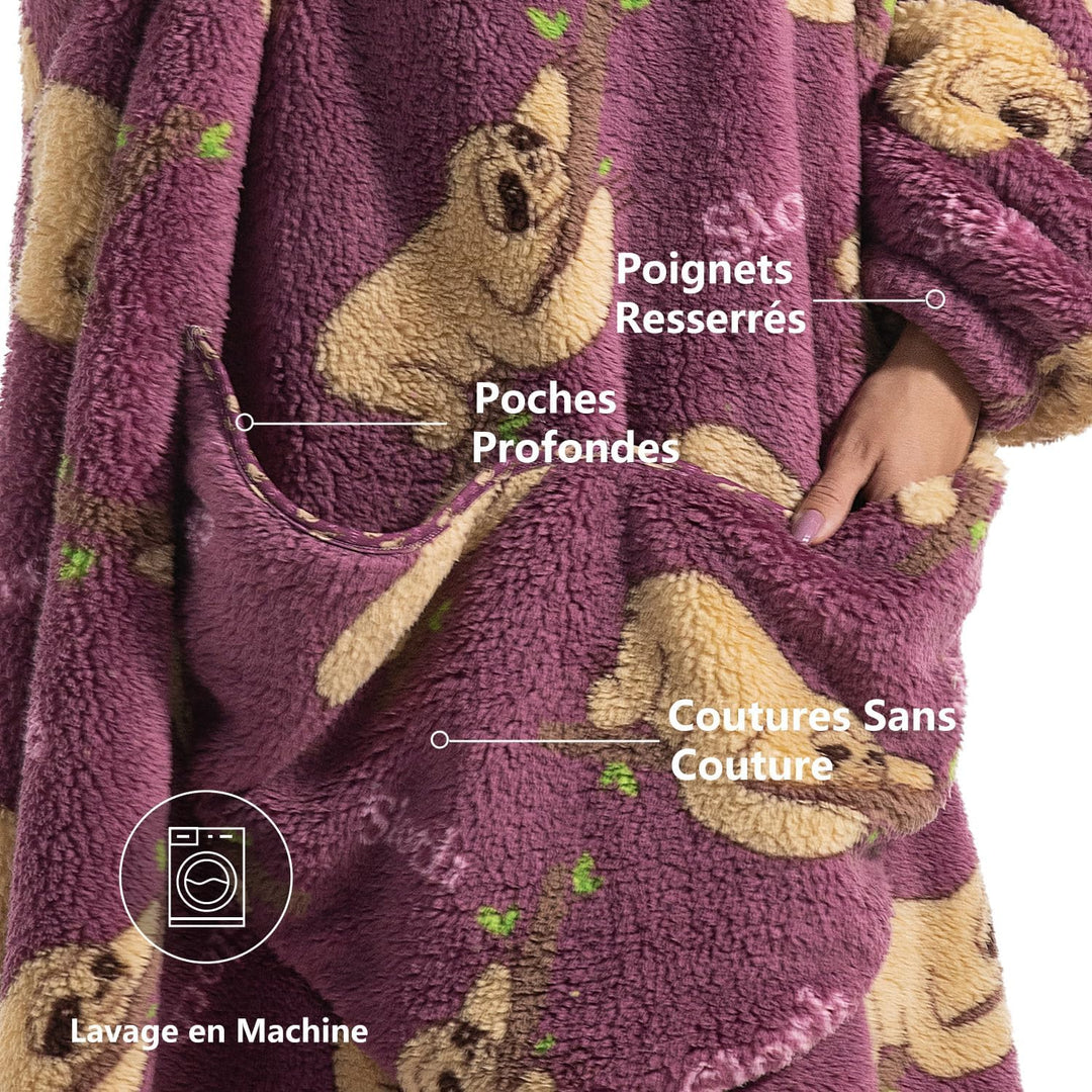 Ultra Weiche Hoodie Decke mit Ärmeln Warme Flanell Decke zum Anziehen für Zuhause Sofa und Bett, Kus