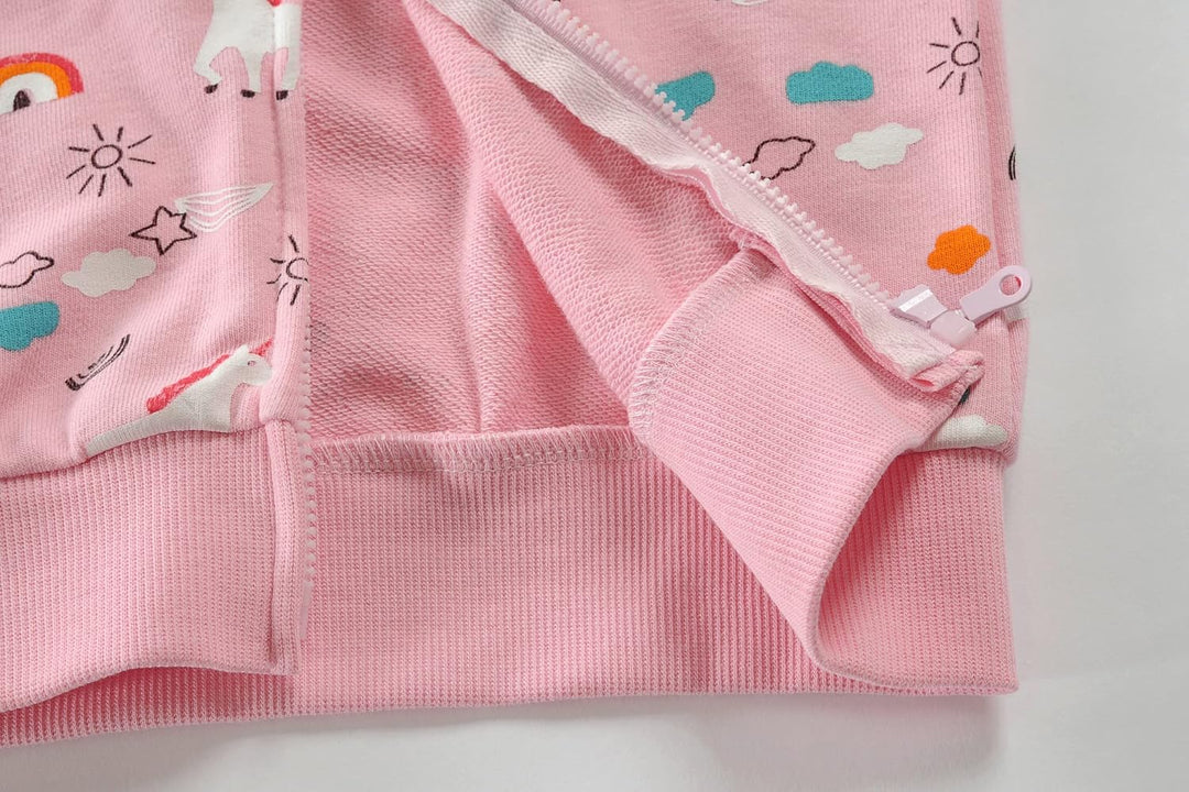 EULLA Kinder Mädchen Zip Up Hoodie Sweatjacke Kapuzenjacke Kapuzenpullover Langarm Baumwolle Einhorn
