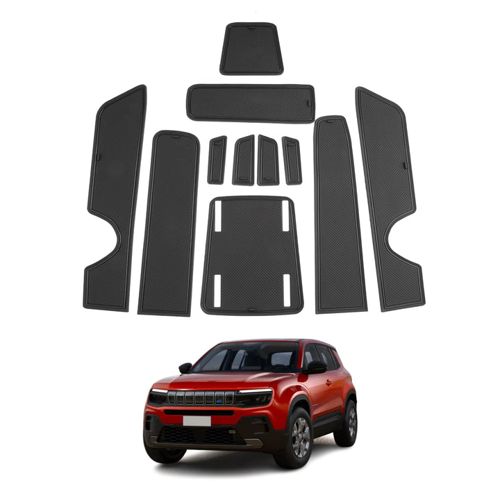 SHAOHAO für Jeep Avenger 2023 2024 Gummimatten, Mittelkonsole Antirutschmatten, Getränkehaltermatt,
