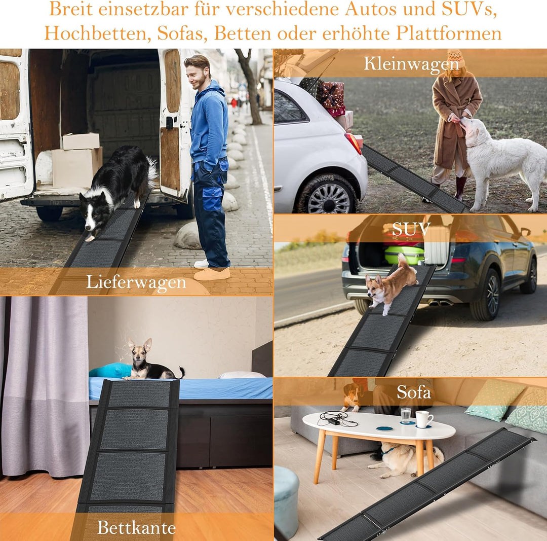 Hunderampe klappbar Hundetreppe Auto 157cm Hundeautorampe, Kofferraumrampe hunderampen für Autos, LK