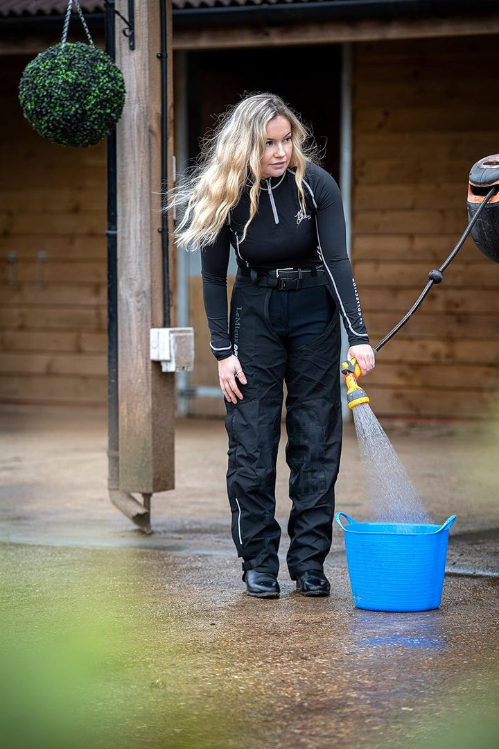 LeMieux DryTex Stormwear wasserdichte Chaps – Schwarz – Fleecefutter & elastischer Bund XXL Schwarz,