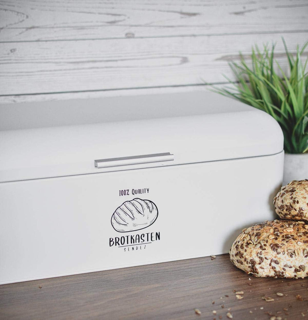Sendez Grosser Brotkasten aus Metall mit Klappdeckel 42x22,5x17cm im Retro Look Rollbrotkasten Brotb