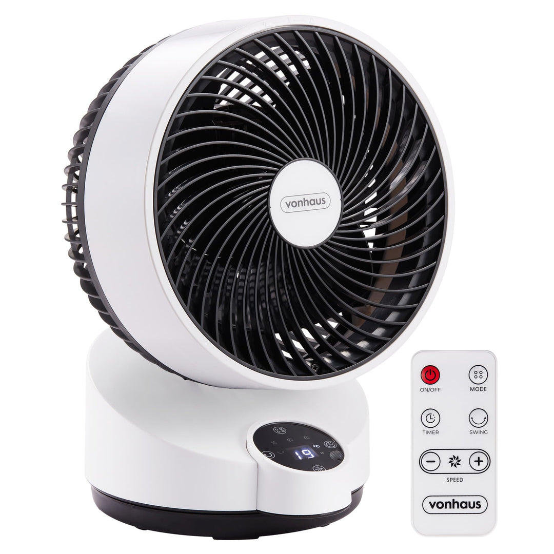 VonHaus Umluft Ventilator Leise – Tischventilator mit 3 Geschwindigkeitsstufen, 3 Modi, Fernbedienun