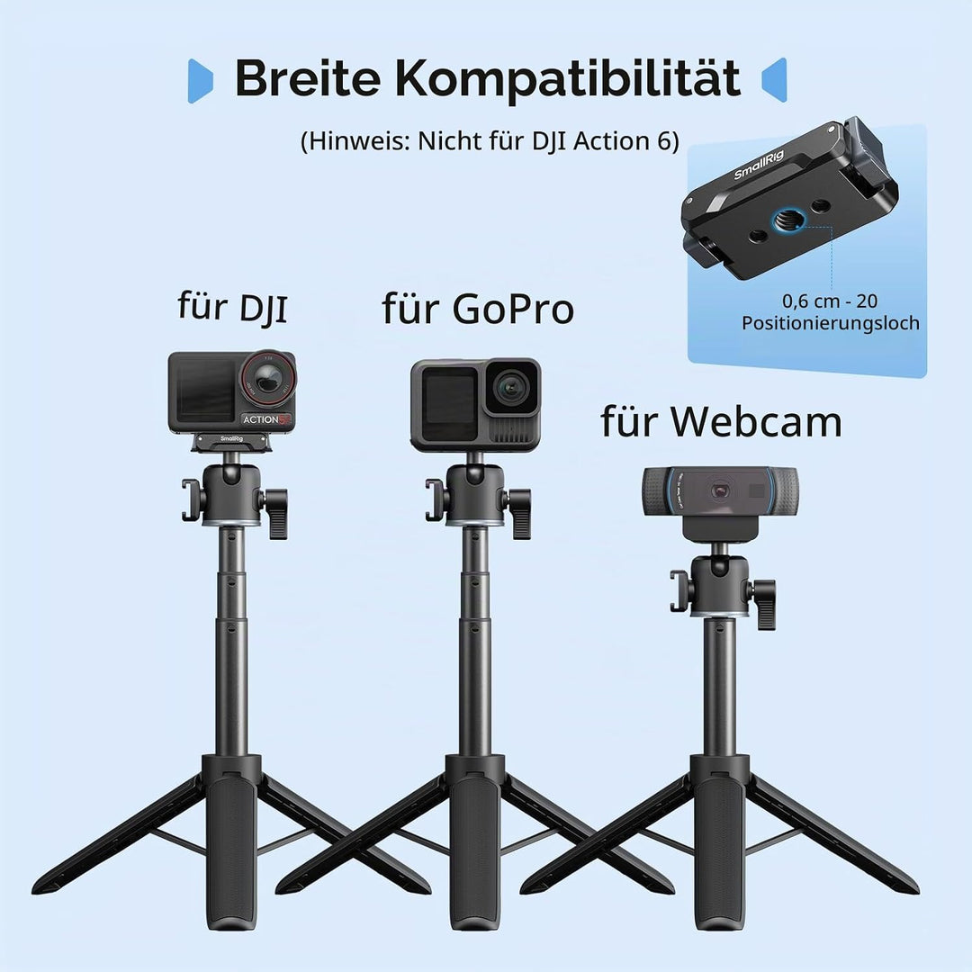 SMALLRIG Action-Kamera-Selfie-Stick-Stativ, 2-in-1-Teleskop-Design, passend für DJI Action 5 Pro/4/3