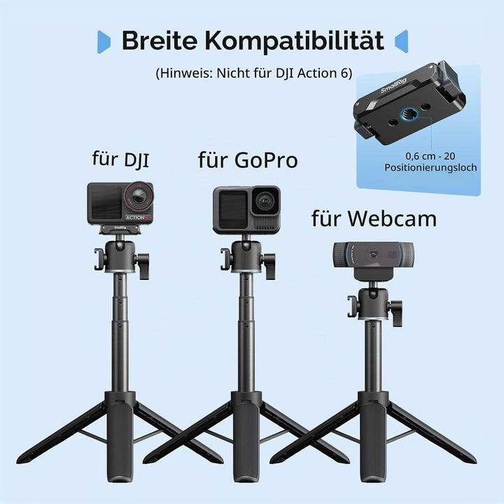 SMALLRIG Action-Kamera-Selfie-Stick-Stativ, 2-in-1-Teleskop-Design, passend für DJI Action 5 Pro/4/3