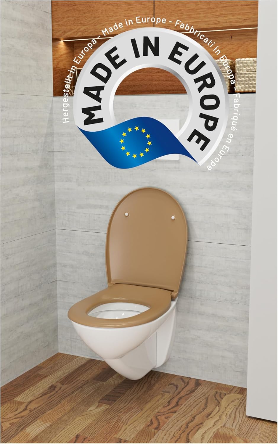 LUVETT® WC-Sitz mit Absenkautomatik C100 oval universell, Toilettendeckel mit 3 Edelstahl Montagelös