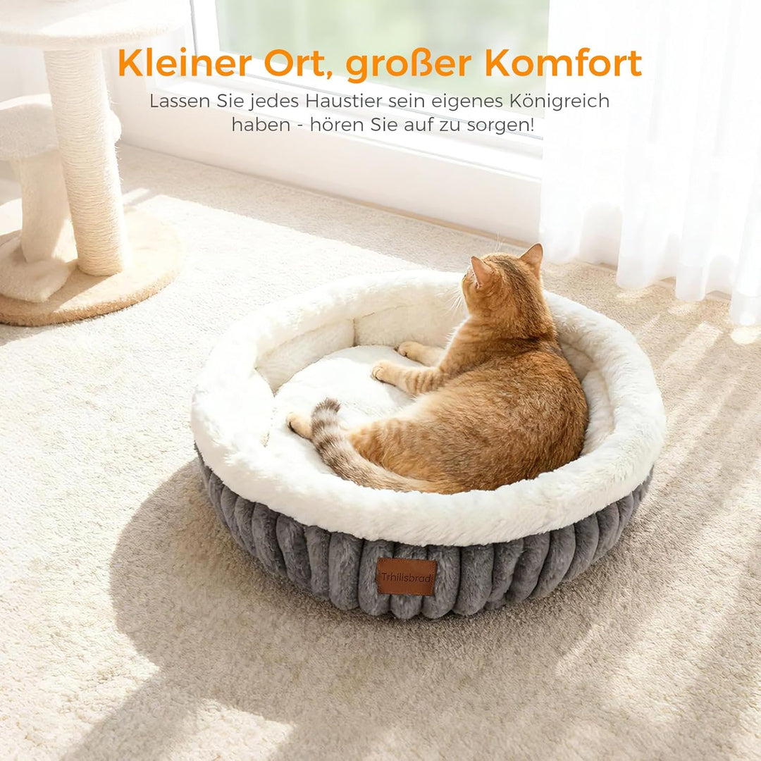 Katzenbett Katzen Bettchen Katzenkorb 60x60x18cm katzenschlafplatz mit Zweiseitig Innenkissen Abnehm