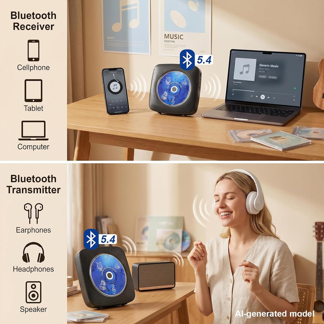 Gueray Tragbarer CD Player Tragbar : Radio CD Players Kinder CD-Player Discman mit 1800mAh Akku Laut