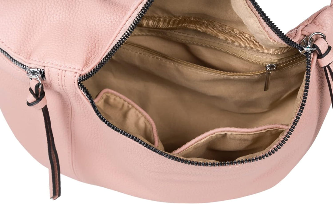 styleBREAKER Damen Halbmond Crossbody Schultertaschen Set 3-Teilig, Schultergurt mit Muster, Schlüss