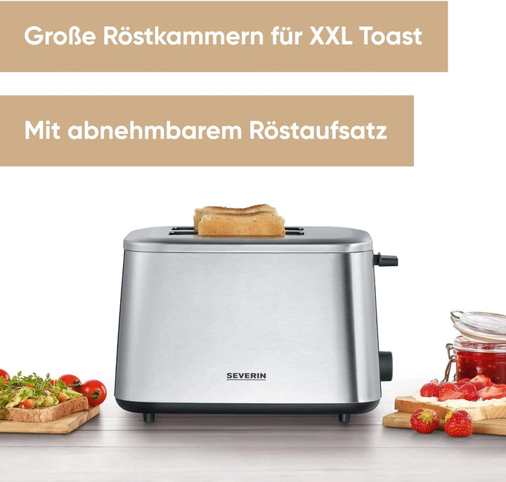 SEVERIN Turbo Toaster, Toaster mit Brötchenaufsatz, Edelstahl Toaster für 50%* schneller gebräuntes