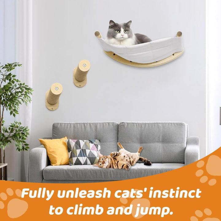 Katzen Kletterwand Set,Kletterwand Katzen XL Extra Stabil und Gross,Katzenhängematte & 2 Katzenleite