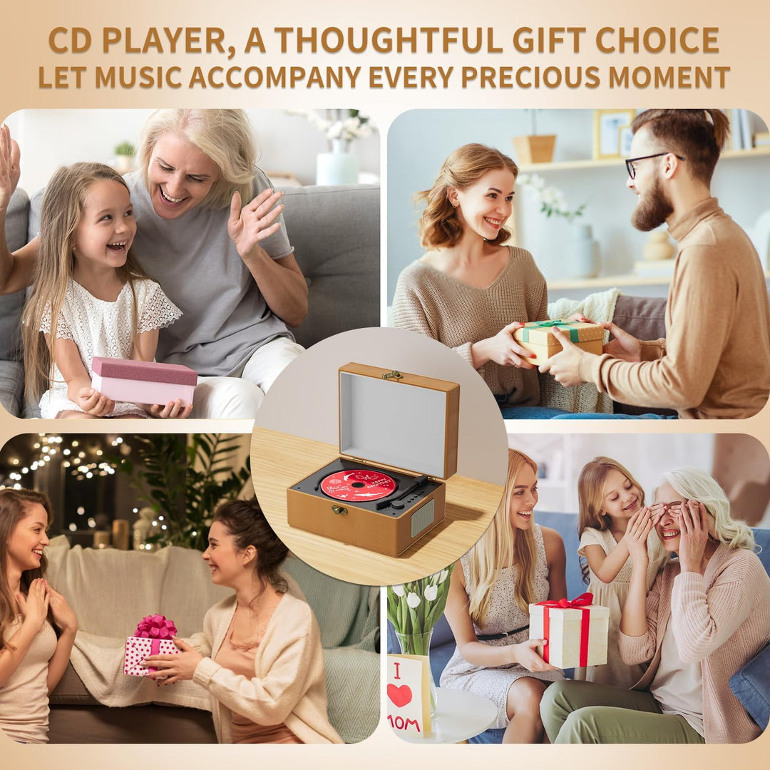 Yintiny Brauner CD-Player aus Leder mit Lautsprechern für Heimdekoration, braun