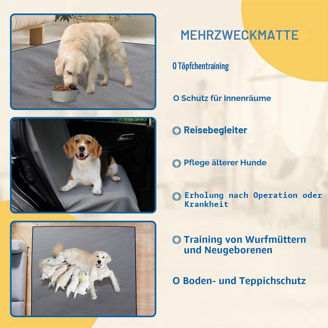 Waschbare Urinierunterlagen für Hunde: 91x 122 cm-Grau-2 Packungen Dicke-Wiederverwendbare Welpenunt